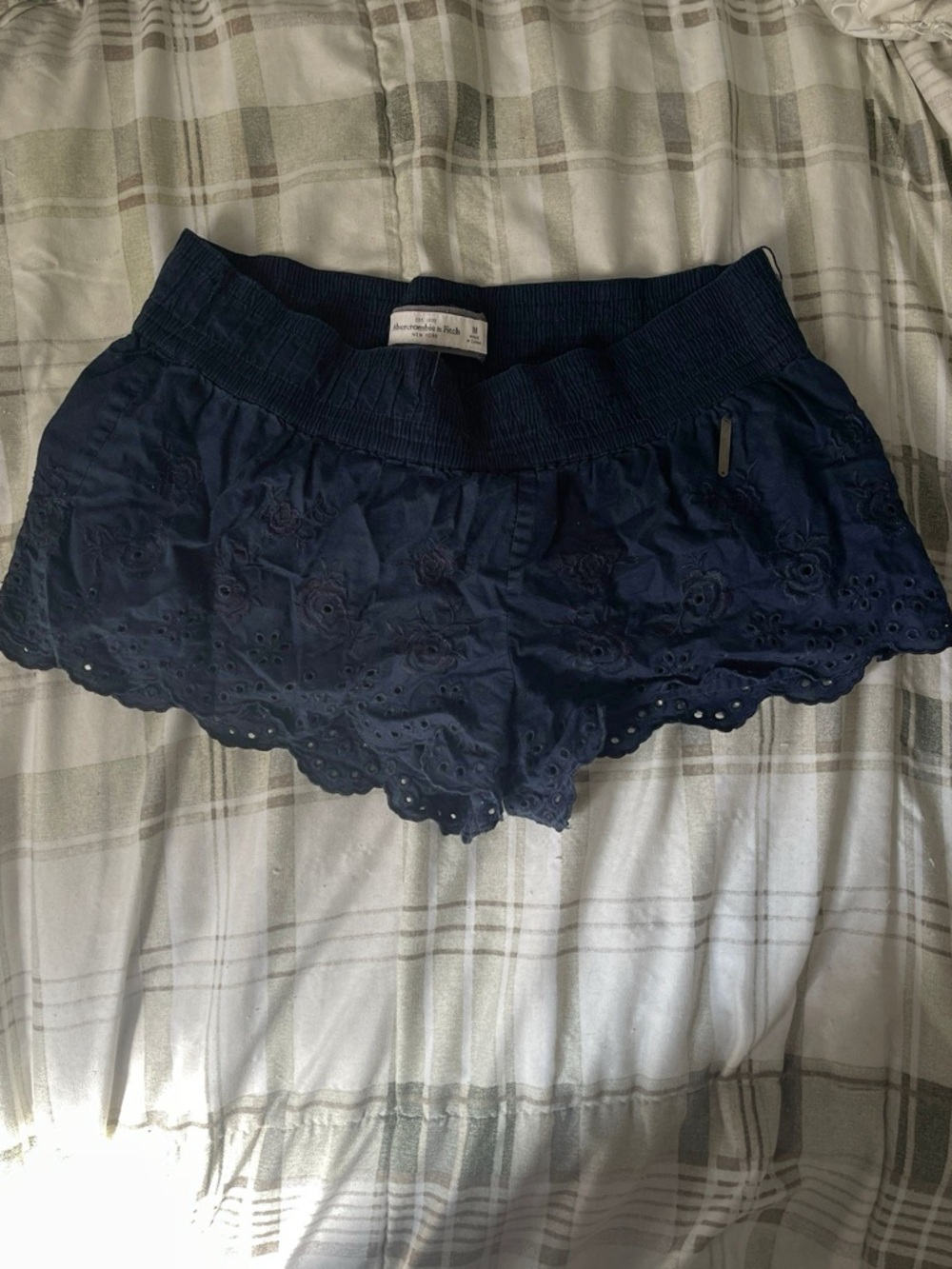 Abercrombie & Fitch Navy Smocked Waist Shorts